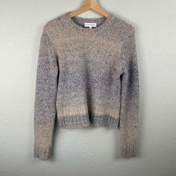 WHITE + WARREN confetti blend‎ crewneck sweater in grey multi - Picture 3 of 8